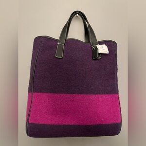 NWT  Vintage Coach Limited Edition Purple And Pink With Black Leather Trim Tote.
